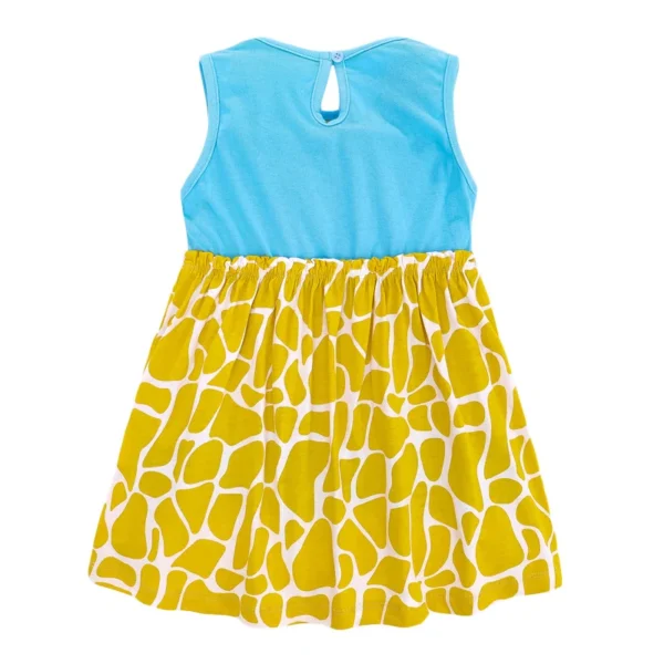 Blue & Yellow Giraffe Dress – Girls Summer Sleeveless Outfit 2-8T - Image 3