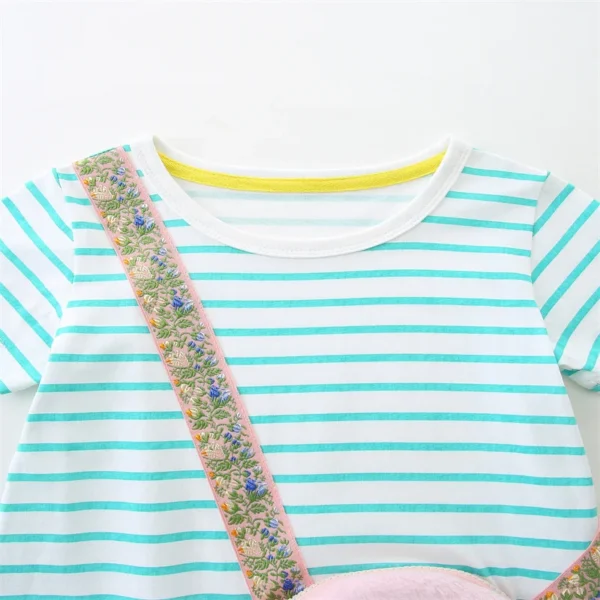 Striped Ice Cream Crossbody Dress – Girls' Summer Outfit 2-7T 🍦💙 - Image 3