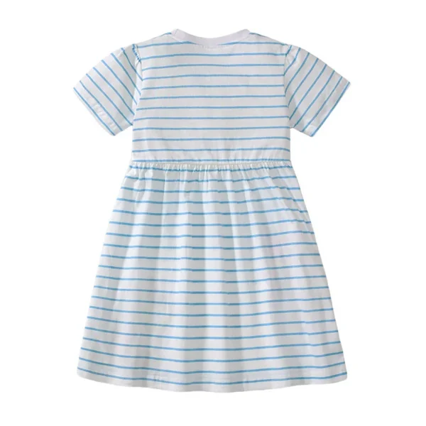 Striped Cat Ice Cream Embroidery Dress – Girls' Summer Outfit 2-7T 🍦🐱 - Image 2