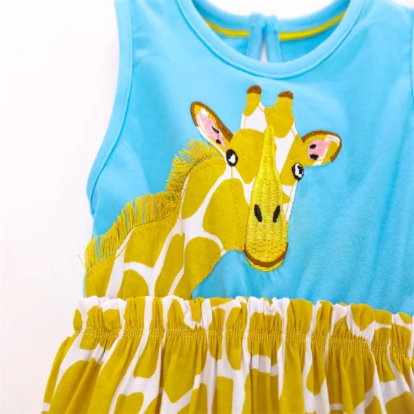 Blue & Yellow Giraffe Dress – Girls Summer Sleeveless Outfit 2-8T - Image 5