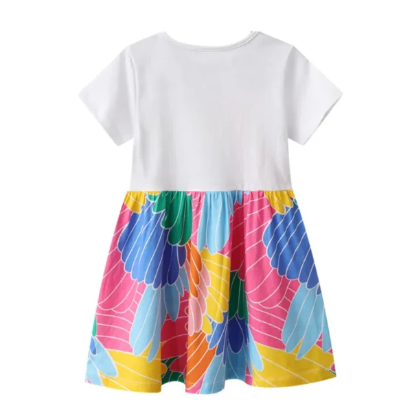 Parrot Print Summer Dress – Colorful Cotton Outfit for Girls 2-7T 🦜🌈 - Image 2