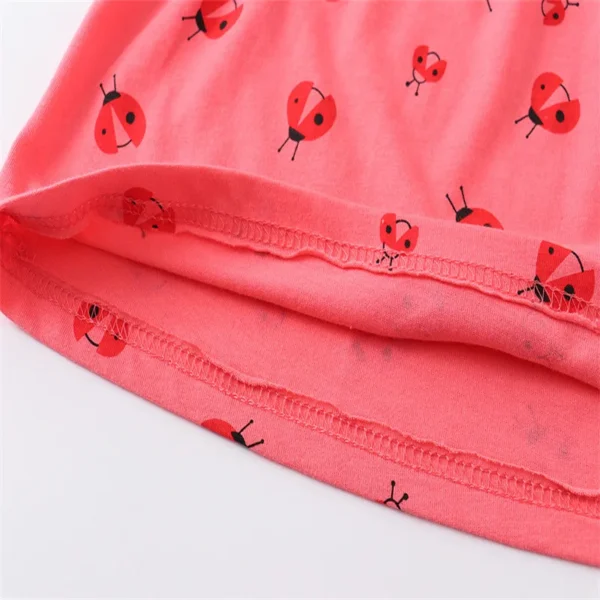 Red Ladybug Print Dress – Short Sleeve Summer Outfit for Girls 2-7 Years - Image 3