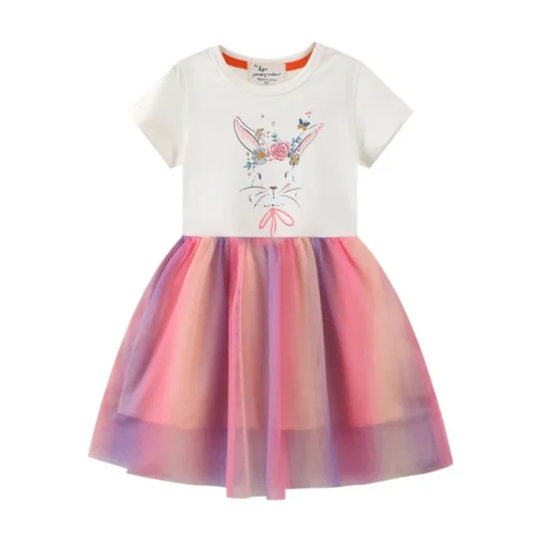 White Bunny Tutu Dress – Girls Summer Party Outfit 2-7T 🐰🌸✨