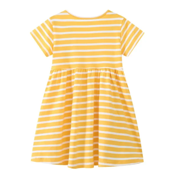 Yellow Striped Rabbit Embroidery Dress – Cute Cotton Summer Outfit for Girls 2-7T 🌼✨🐰 - Image 2