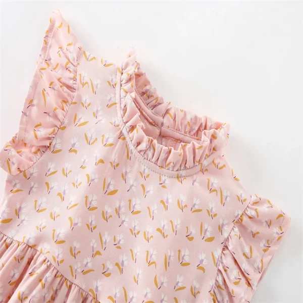 Pink Ruffle Tiered Dress with Embroidered Elephant – 100% Cotton Summer Outfit for Girls 3-8T 🐘💖 - Image 3